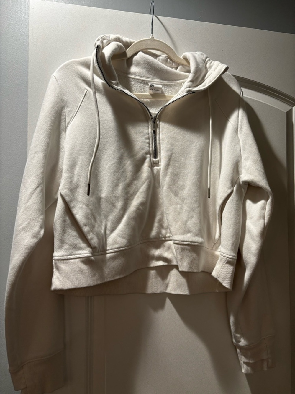 all in motion Cream Half-Zip Cropped Hoodie